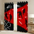 thumbnail image 2 of Erosebridal Ice Hockey Sports Curtains Pack of 2 (42x90), Stripes 30%-50% Black Out Curtains, Black Red, 2 of 6