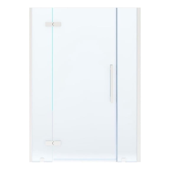 Pemberly Row 54 x 36 x 74-3/4 Shower Kit with Base and Door in Satin Nickel