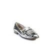 Pre-owned|Louise et Cie Womens Patent Leather Fringe Loafers Silver Size 9.5 Medium