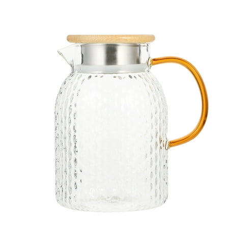

1Pc Glass Pitcher Home Heat-resistant Transparent Water Carafe with Lid