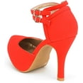 thumbnail image 4 of Dream Pairs Office-02 Women's Classy Mary Jane Double Ankle Strap Almond Toe High Heel Pumps Shoes Office-02 Red/Nubuck Size 6, 4 of 4
