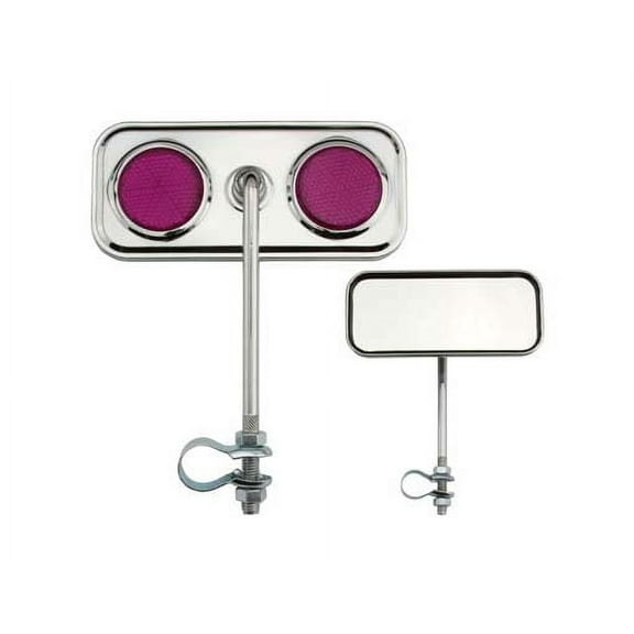 Rectangle Mirror Chrome Purple Reflectors. Bike mirror, bicycle mirror for lowrider , beach cruiser, chopper, limo