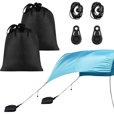 2 Pack Beach Shade Accessories, Compatible with Shibumi Beach Canopy, Sandbag Weights with Clamps and Elastic Cords for Breezy and Low Wind Beach Setup, Canopy Not Included