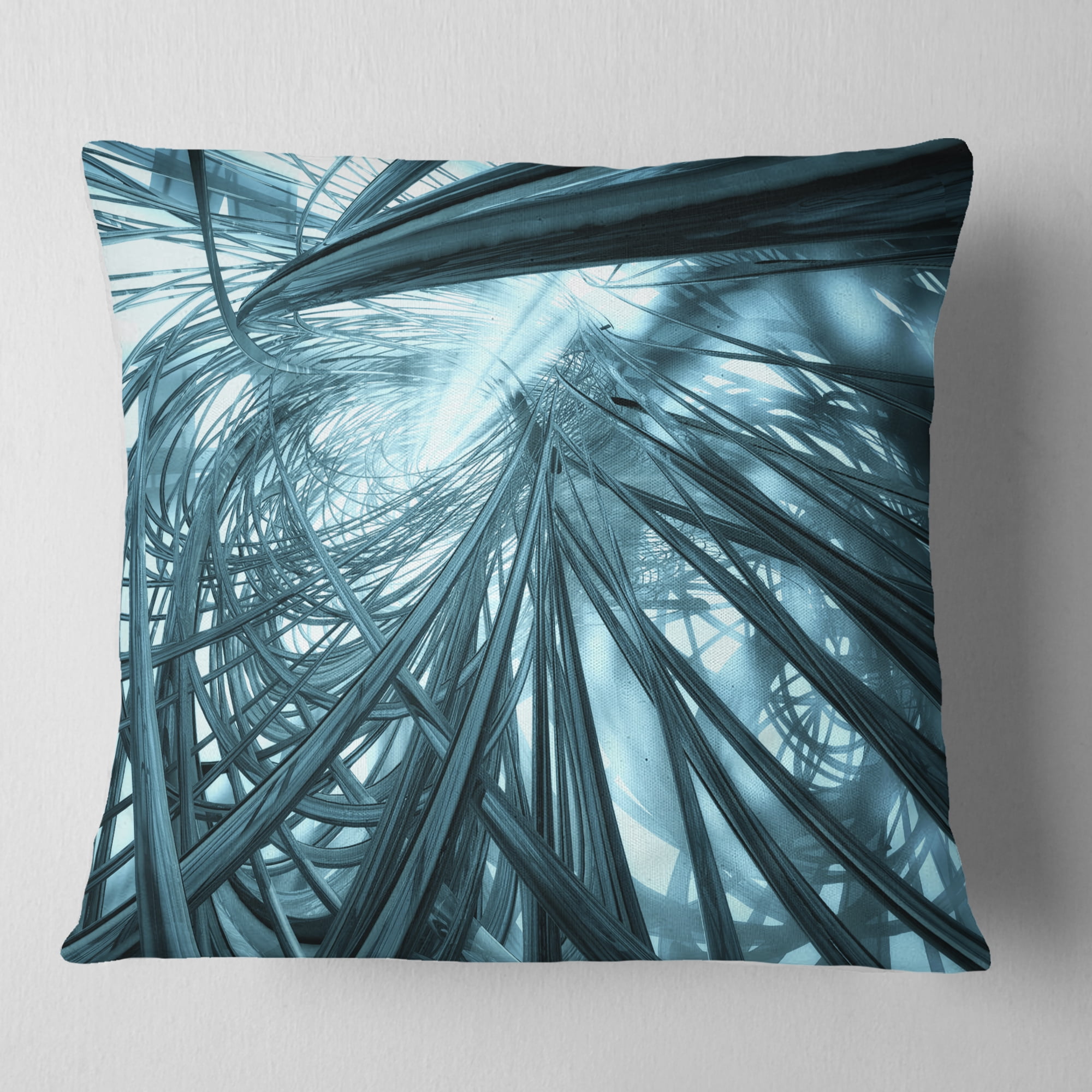 Designart Fractal 3D Stripes Everywhere - Contemporary Throw Pillow - 16x16