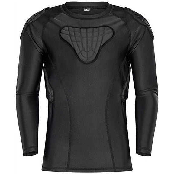 TUOYR Kids Youth Padded Compression Shirt - Long Sleeve Padded Protective Training Shirt for Football up to Side XL