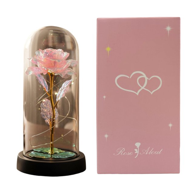 Rosa preservada en cúpula con luz LED, rosa artificial eterna, regalo para ella, mamá, mujer, San Valentín, Día de la Madre, Navidad, cumpleaños