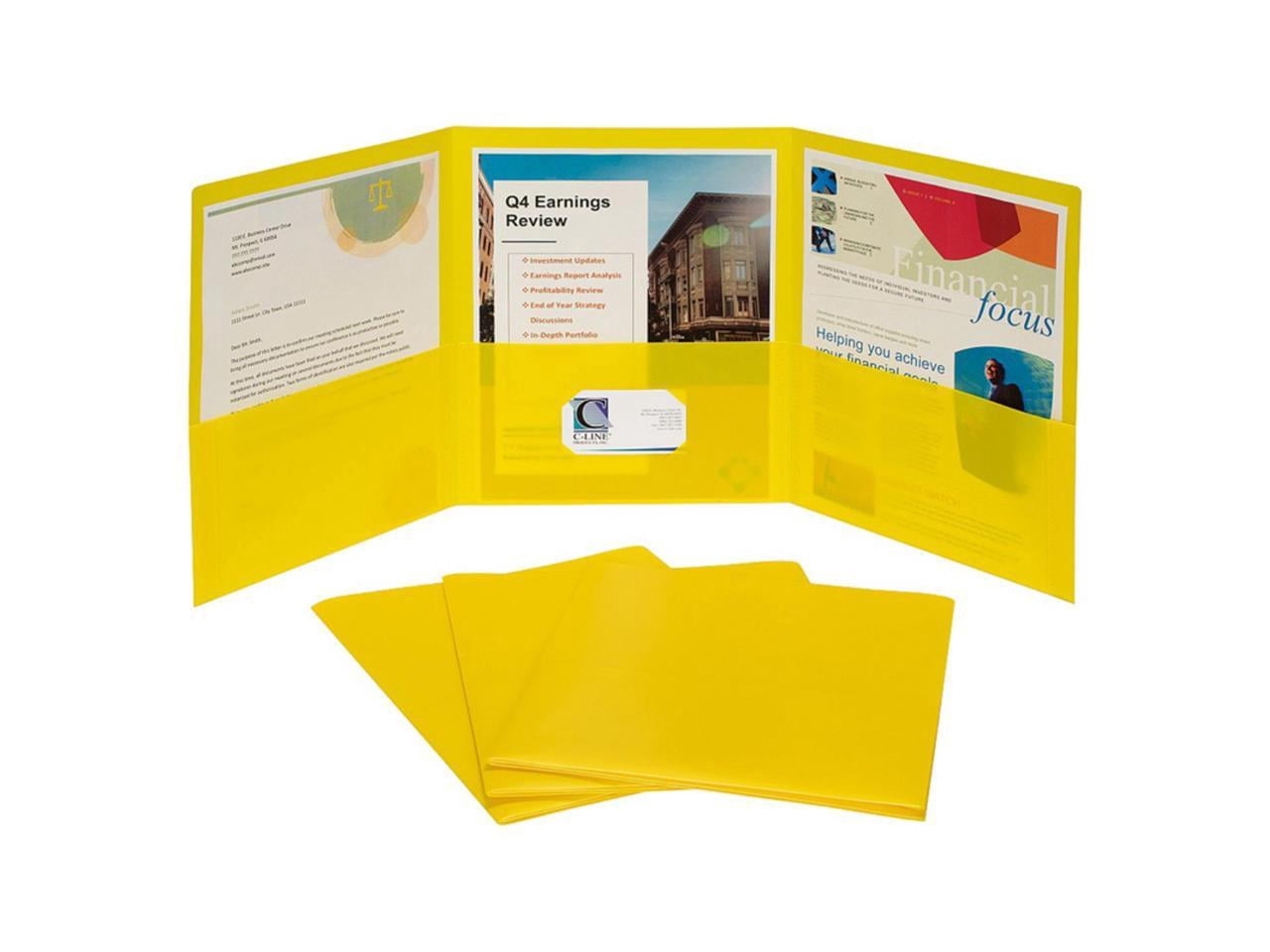 C-Line 3-Pocket Poly Portfolio, Yellow, Box of 24