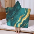 thumbnail image 5 of Teal and Gold Marble Wavy Veins Pattern Hooded Bath Towel，50"x30" for Ages 3 To 12 Kids, Quick Dry Lightweight Soft Microfiber Hood Beach Towel Cover Up for Kids, 5 of 7