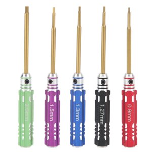 5pcs RC Screwdriver Set 0.9mm 1.27mm 1.3mm 1.5mm 2.0mm Steel Hex Screw Driver with Non Slip Handle for RC Hobbies,