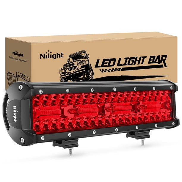 Barra de luces LED Nilight, 30 cm, 240 W, color rojo, triple hilera, Spot Flood