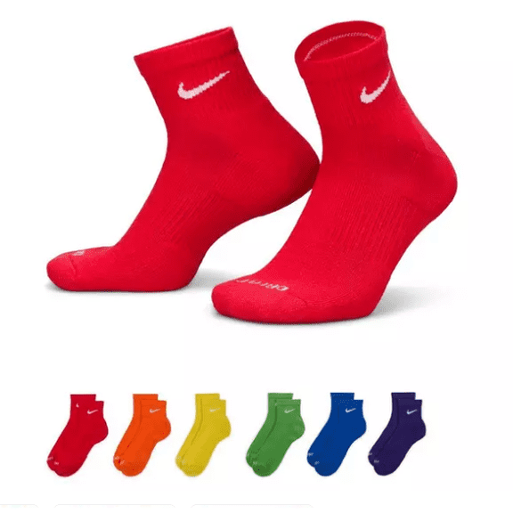 Everyday Plus Cushioned Training Ankle Socks (6 Pairs) – Moisture-Wicking, Arch Support, Breathable, Medium (Youth Y5-Y7 / Women 6-10 / Men 6-8)