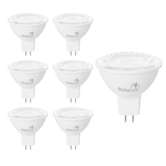 Bioluz LED 6 Pack MR16 LED Bulb 50W Halogen Replacement Non-Dimmable 7w 3000K 12v AC/DC UL Listed Pack of 6