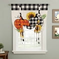 thumbnail image 2 of Thanksgiving Fall Tie Up Curtains for Windows, Adjustable Balloon Window Shades, Retro Orange Black Plaid Pumpkin Floral Kitchen Window Treatments Farmhouse Short Curtains with Rod Pocket 42"x45", 2 of 8