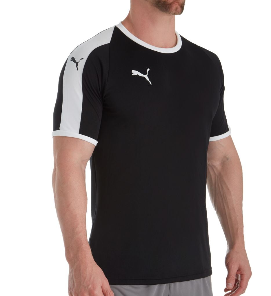 Men's Puma 703417 LIGA Core Short Sleeve Performance Jersey T-Shirt (Puma Black S) -