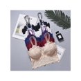 thumbnail image 3 of Luxsea Women Lace Sexy rimless bra with strap V-Neck Crochet Bralette Bra Padded Tank Underwear With Suspenders, 3 of 4