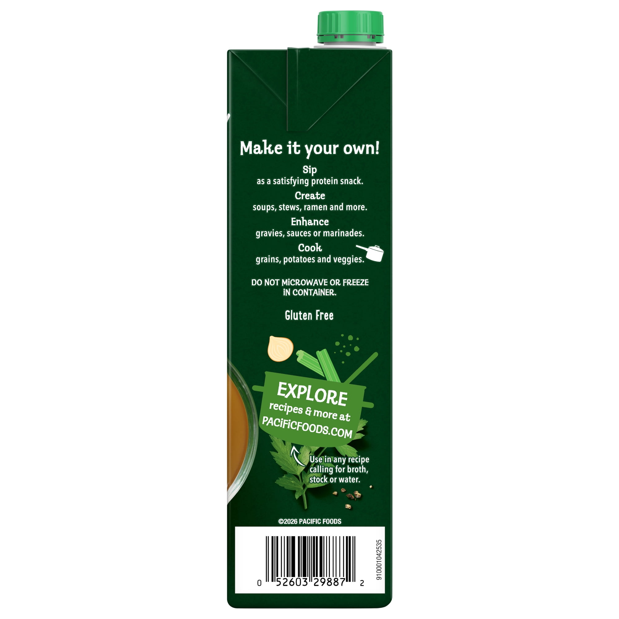 Pacific Foods Grass Fed Beef Bone Broth, 32 oz Carton