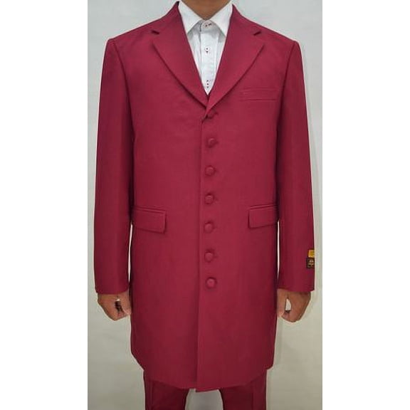 Mens Zoot Suits Burgundy 3 Piece Long Jacket by Alberto Zoot-100
