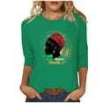 thumbnail image 2 of Jjayotai Black History Month 3/4 Sleeve T-Shirts for Women, Retro Round Neck Blouses, Casual Sport Workout Tops, Loose Fit Comfy Tunics Green XXXL, 2 of 5