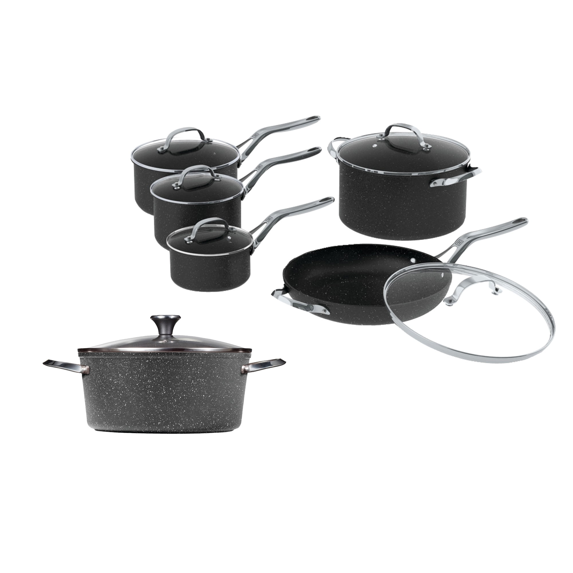 Black for sale online Starfrit The Rock 8-Piece Cookware Set with Bakelite Handles 