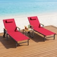 thumbnail image 5 of Harbweb Outdoor Chaise Lounge Chair Set of 4, 5-Position Adjustable Sun Tanning Chair with Pillow, Aluminum Patio Lounge Chair with Wheels & Armrests for Garden, Beach, Patio, Pool, Red, 5 of 9