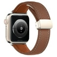 thumbnail image 2 of Lychee Pattern Genuine Leather Bands Magnetic Buckle Design Strap for Apple Watch Series 9/8/7/6/5/4/3/2/1/SE/Ultra 1/Ultra 2 (42mm,44mm,45mm,49mm),Brown, 2 of 4