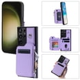 thumbnail image 2 of Compatible with Samsung Galaxy S23 Ultra PU Leather Clasp Flip Zipper Purse Case, with Shoulder Strap Lanyard for Women Credit Card Holder Cell Accessories Phone Cover for Samsung S23 Ultra, Purple, 2 of 9