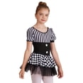 thumbnail image 4 of YiZYiF Kids Girls Halloween Carnival Circus Clown Costume Stripes Checkerboard Print Tutu Dress Leotard Dancewear Black 14, 4 of 7