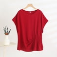 thumbnail image 3 of Womens Plus Size Tops, Short Sleeve Shirts for Women Summer Lightweight Casual Vintage Solid Color Crewneck Tees Dressy Blouses 3XL-5XL, 3 of 3