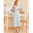 thumbnail image 4 of Ekouaer Cotton Nightshirts for Women Soft Cotton Nightgown Short Sleeve Button Down Sleepshirt Square Neck Lounge Dress With Pockets, 4 of 7