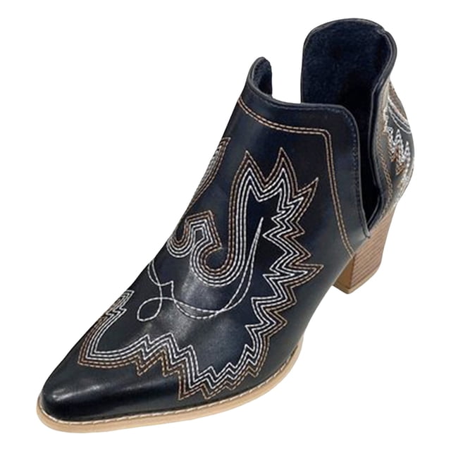 NECHOLOGY Botas Mujer Adulto Femenino Zapatos Botines para mujer Botas De Tamaño Con Borde De Invierno Botas De Punta Puntiaguda De Moda Botas De Tacón Grueso Para Mujer (Black, 9)