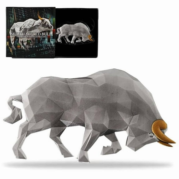 2024 Chad 1 oz Silver Multifaceted Bull Shaped Coin .999 Fine