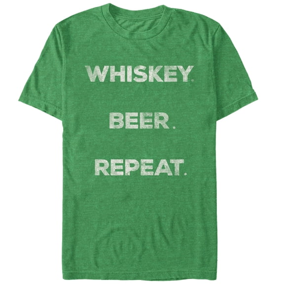 Men's Lost Gods St. Patrick's Day Whiskey Repeat  Graphic Tee Kelly Heather X Large