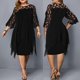 thumbnail image 2 of Plus Size Women Midi Dress Hollow Out Casual Cocktail Dress For Summer Autumn-Yvan, 2 of 5