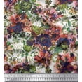 thumbnail image 1 of Soimoi Toile de Coton Feuilles & Fleurs Roses Imprimé Tissu par Yard 42 Pouces de Large, 1 of 3