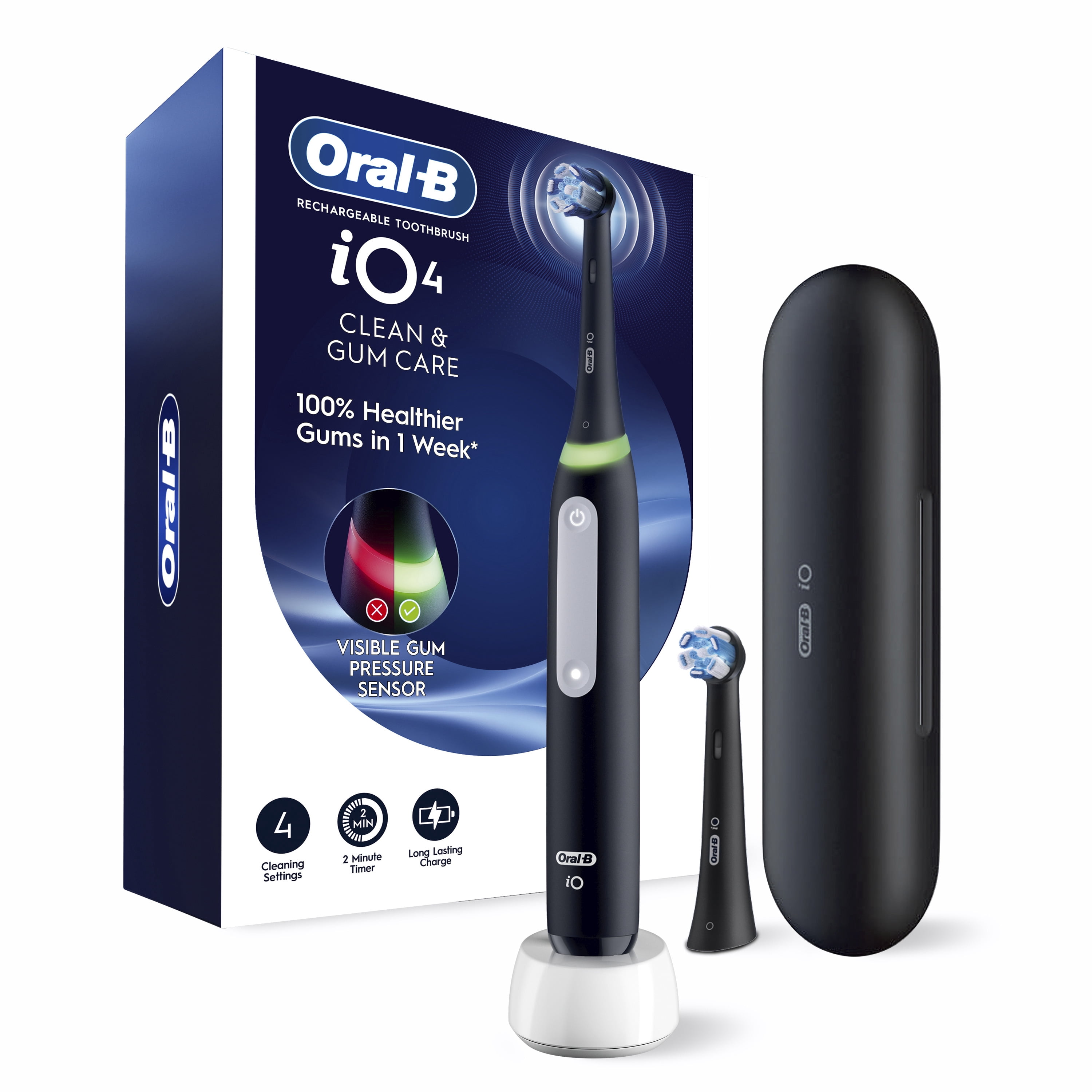 Oral-B iO Series 4 Electric Toothbrush, Rechargeable, Black, 1