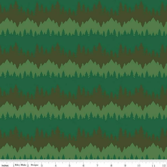 Only You Smokey Bear Tree Stripe Forest Cotton Fabric