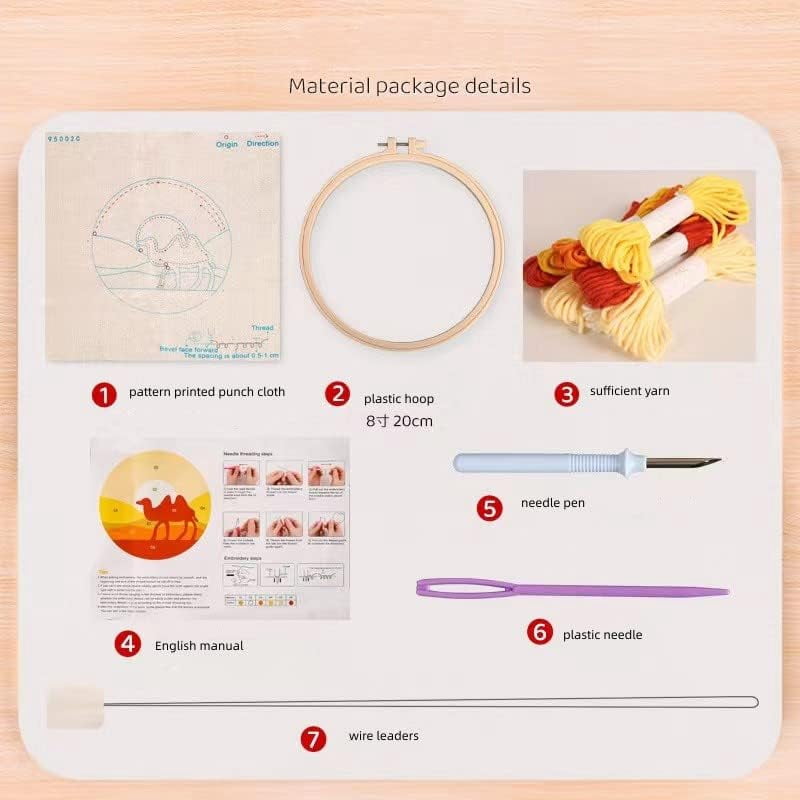 2 Pack Owl,Mushroom Easy Punch Needle Embroidery Starter Kits for Kids and Adults Beginners with Punch Needle Tool,Threader, Stamped Fabric Embroidery,Hoop,Pen, Punch Needle Kits