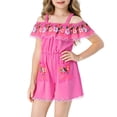thumbnail image 2 of HNMKIU Halloween Clothes Girls Off Shoulder Mexican Folk Jumpsuit Rose Day Of The Dead Outfit Elegant Fancy Dress Party Wear Pink,3-4 Years, 2 of 6