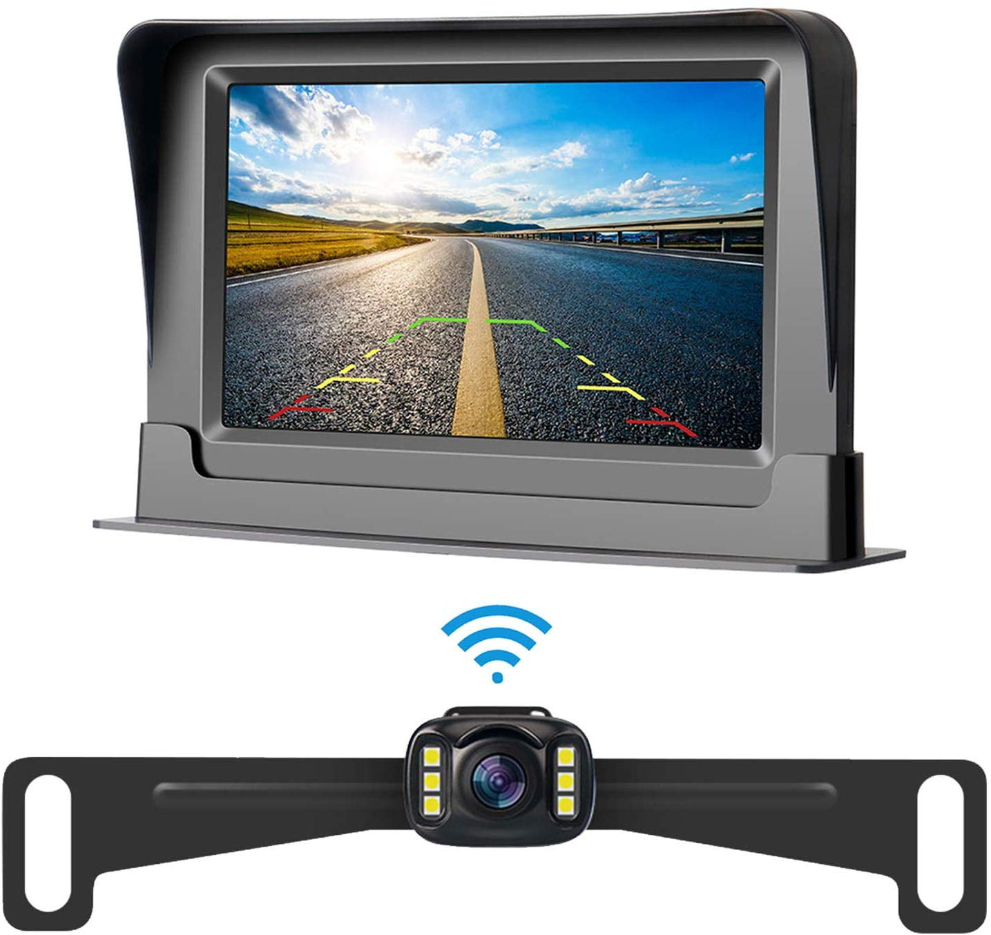 LeeKooLuu HD 720P Wireless Backup Camera and 4.3'' Monitor System for