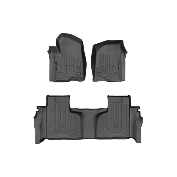 WeatherTech Custom Fit FloorLiners compatible with Silverado 1500, Silverado 2500HD/3500HD, Silverado 1500 LTD, Sierra 2500HD/3500HD, Sierra 1500, Sierra 1500 Limited - 1st & 2nd Row, Black