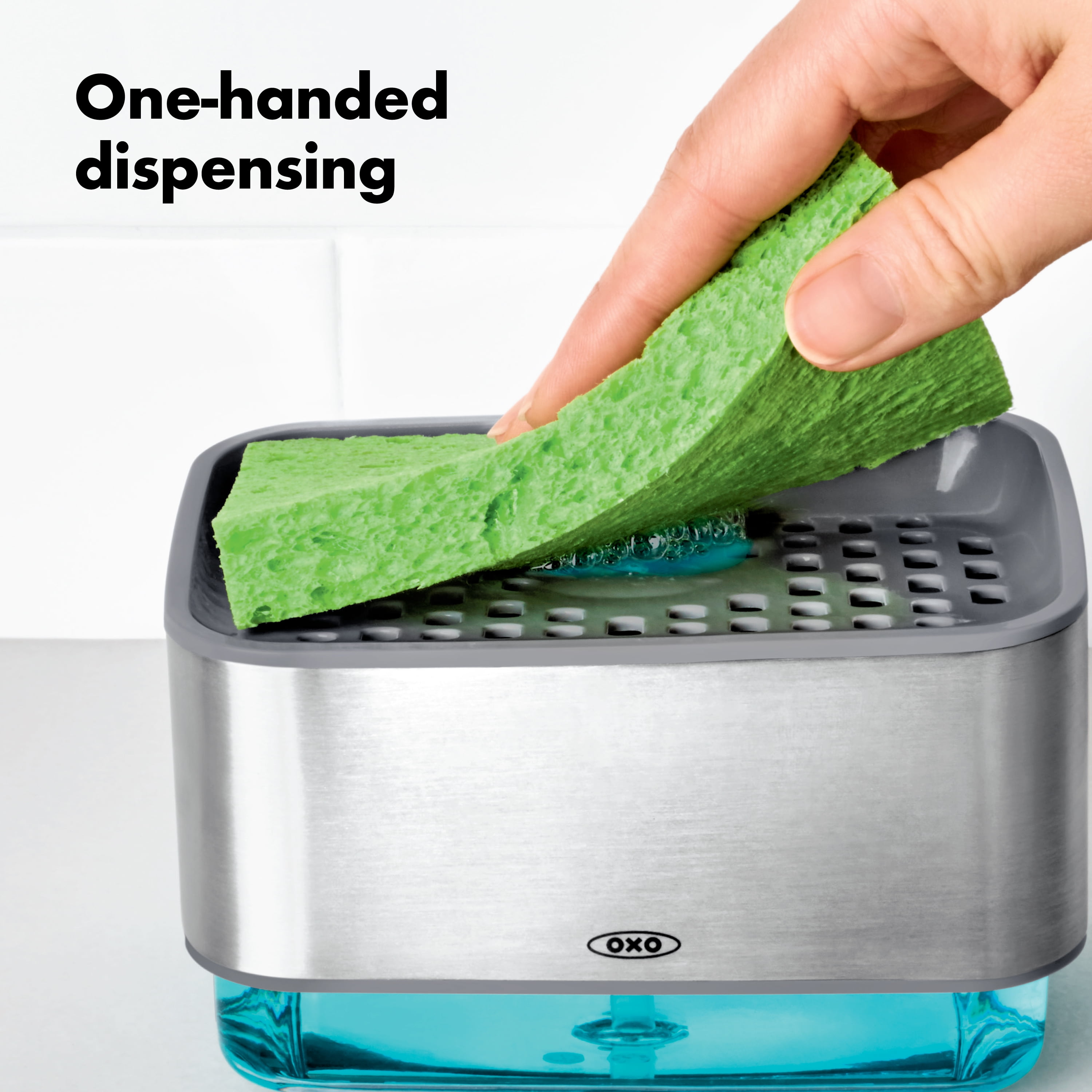 (3 pack) OXO Stainless Steel Soap Dispensing Sponge Holder