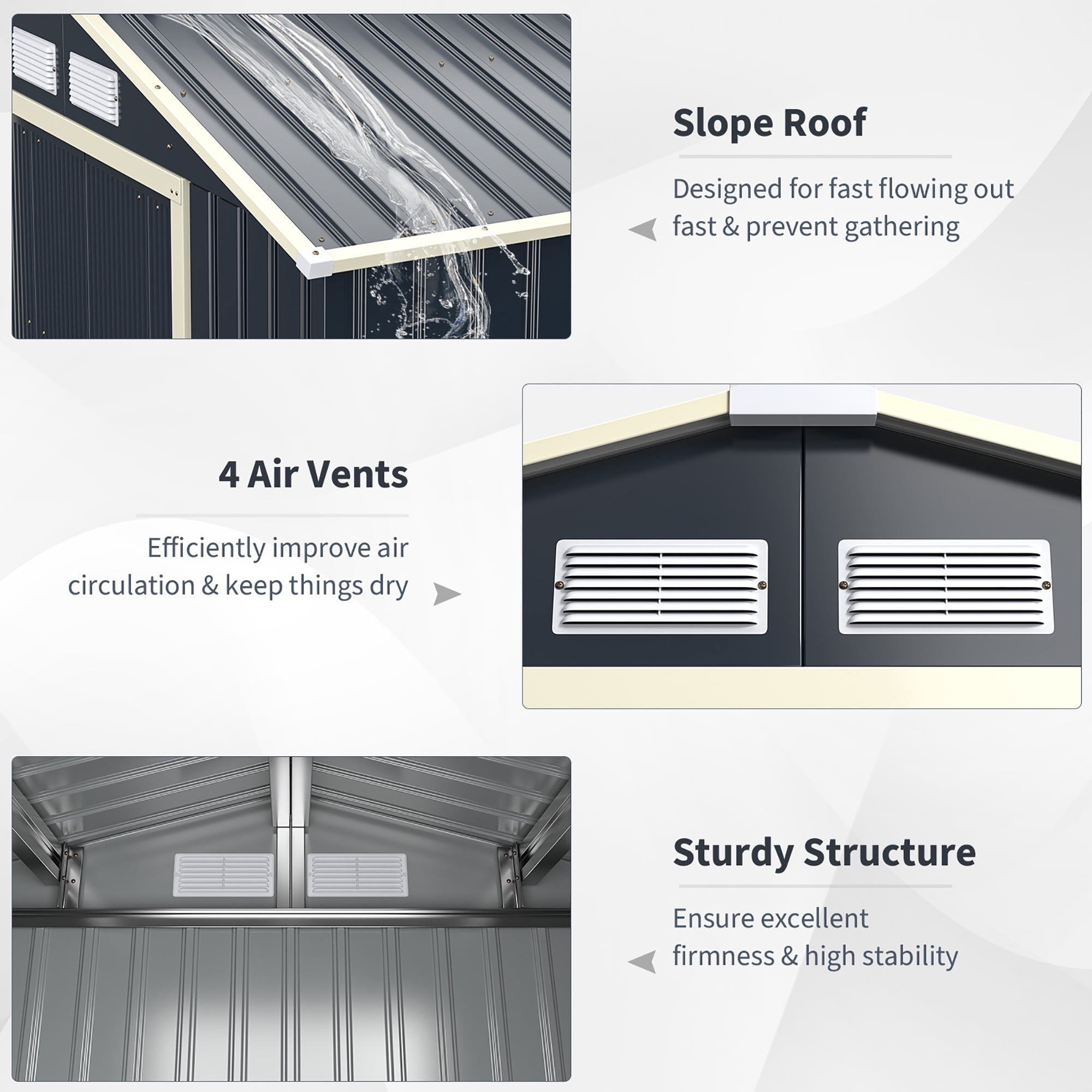 Costway Metal Storage Shed for Garden and Tools w/Sliding Double Lockable Doors