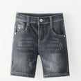 thumbnail image 5 of Razzly Child Boys Elastic High Waist Denim Shorts For Toddler To Kids Comfortable Breathable Summer Casual Play Outfit Boys Shorts Boys Warm up Shorts Short Pants for Boys Boys(Grey,5-6 Years), 5 of 6