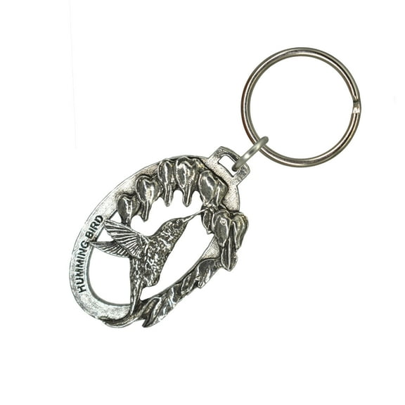Hummingbird Keychain, B102KC, Key Fob, Key Ring, Keys, Zipper Pull, Luggage Tag, Pewter, Backpack, Over 300 Keychains Designs, Handmade in the USA