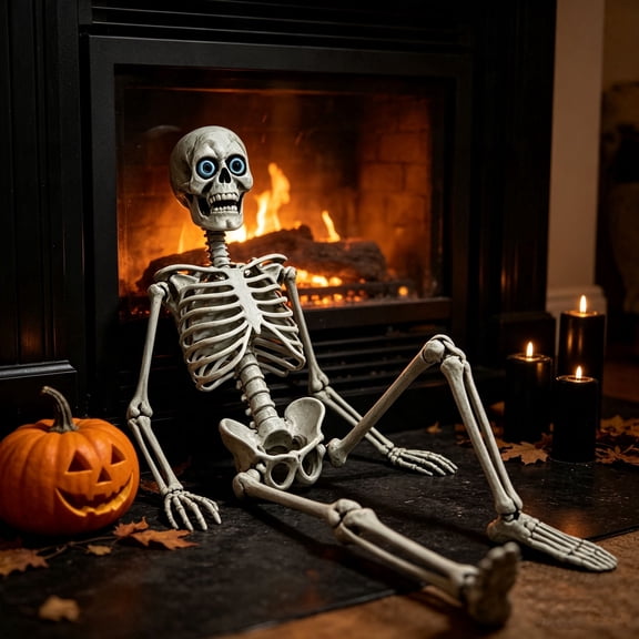 Diceymbol Life-Size Halloween Skeleton27.5Inch Tall Anatomical Model with Skull & Articulated Limbs, Durable Outdoor/Indoor Decoration for Spooky Displays
