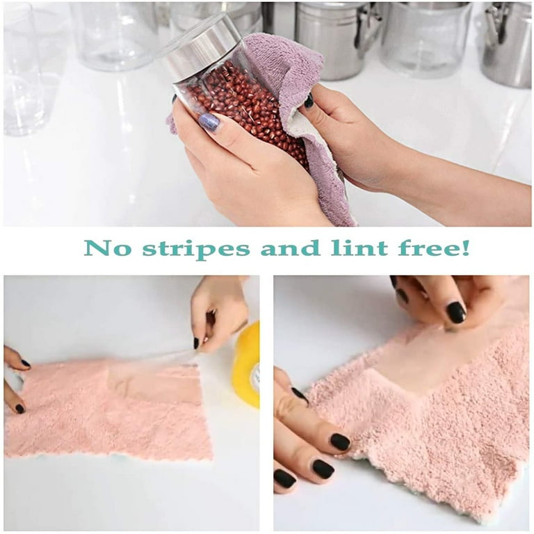 Lnkoo Microfiber Cleaning Cloth, Kitchen Towels - Double-Sided Microfiber Towel Highly Absorbent Multi-Purpose Dust and Dirty Cleaning Supplies for