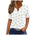 thumbnail image 2 of ALLLIST Womens Tops Clearance Under $10 White V-Neck Button Graphic Short Sleeve T-Shirts Women Blouses XL, 2 of 5