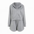 thumbnail image 5 of Towmus 2 Piece Sweatsuit Outfits for Women Half Zip Long Sleeve Pullover Sweatshirt Drawstring Shorts Lounge Set with Pockets Ladies Clothes, 5 of 6
