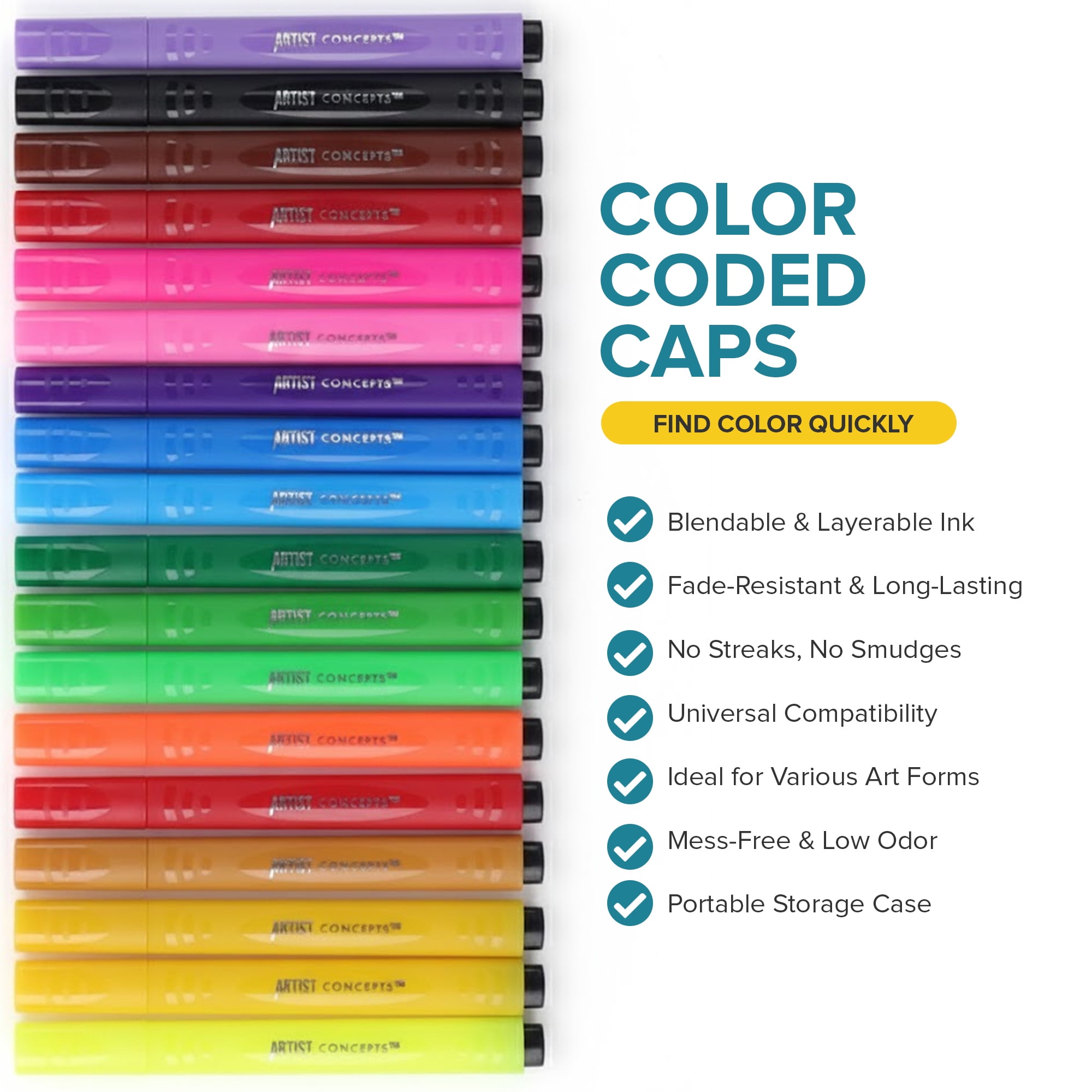 Artist Concepts Coloring Posters with 24 Alcohol Markers & Stickers, Holiday Arts & Crafts