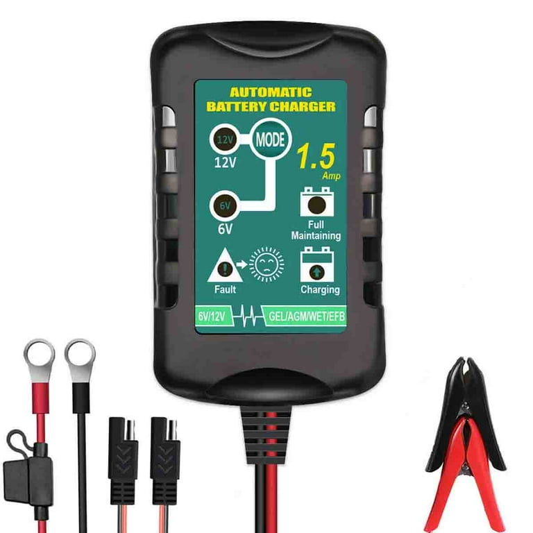 Trickle Charger For Lawn Mower Automatic Smart Float Charger Battery Charger for Motorcycle Lawn Mower Car Automotive Boat Tractor ATV